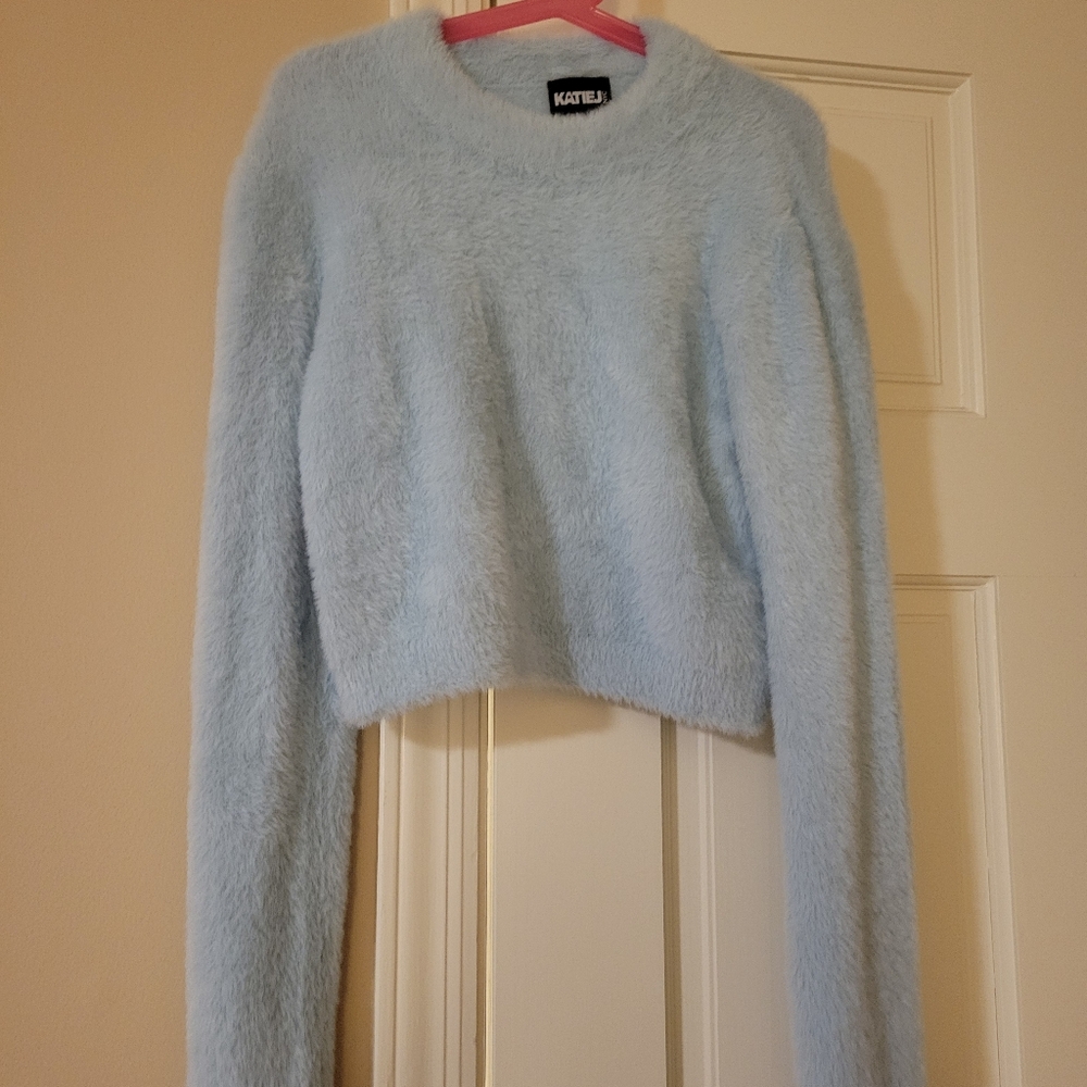Like New Katie J NYC Soft Blue Fuzzy Sweater